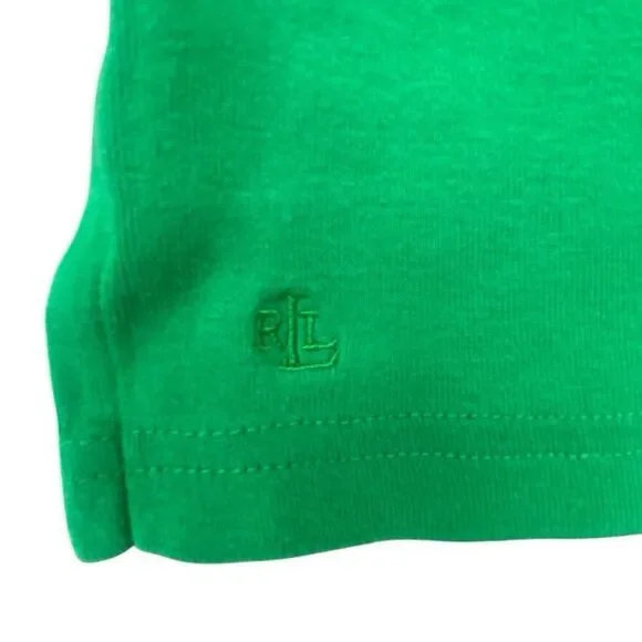 LAUREN RALPH LAUREN 100% Cotton Kelly Green boat neck T-shirt women’s XL - Picture 2 of 5